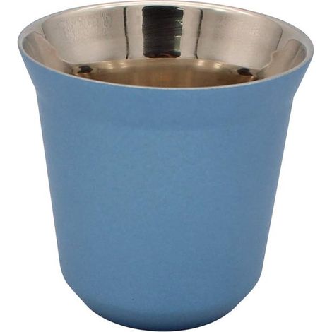 Tazzine da caffè espresso in acciaio inox a doppia parete con isolamento termico e capsula blu (1/4)