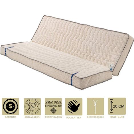 Matelas pour Clic Clac - - Trs Ferme - 140x190 cm - HR - Dhoussable - (1/2)