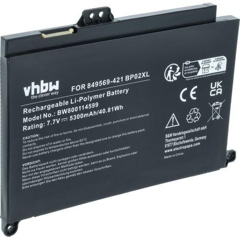 vhbw Akku kompatibel mit HP Pavilion 15-AU110UR, 15-AU111NF, 15-AU111NG, 15-AU112NF, 15-AU111TX, 15-AU111UR Notebook (5300 mAh, 7,7 V, Li-Polymer) (1/5)