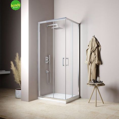 Box doccia 2 lati telescopici Tevere 80 x 100 x h 190 cm Silqua by Mobo trasparente spess. 4 mm (1/3)