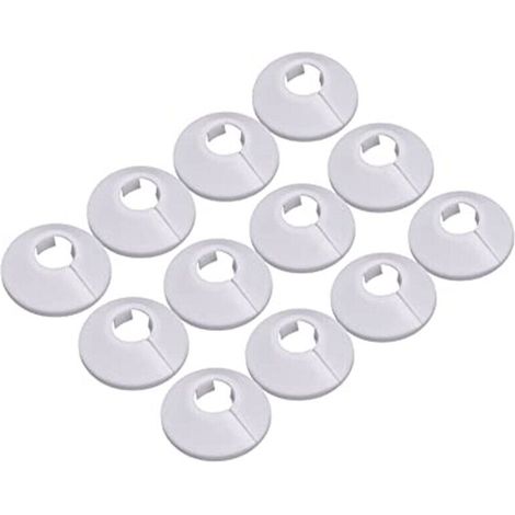 12 pezzi Copritubo, Morsetto per radiatore copritubo idraulico, Manicotto per radiatore per tubo, Rosetta bianca rotonda, Diametro 15 mm (bianco)