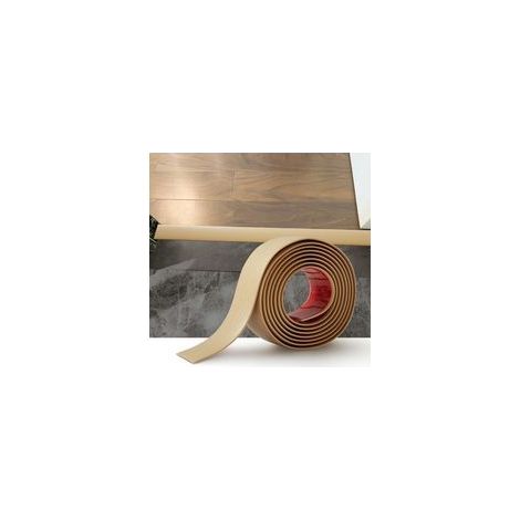 Bande de Seuil Auto Adhésive PVC 2M, Transition Sol Bois/Ceramic, Grain de Bois Beige