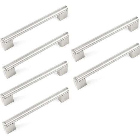Tiradores modernos de estilo europeo para cajones - Distancia entre centros de 160 mm - Ideales para armarios de cocina y muebles - Acabado cepillado - Juego de 6 (1/5)