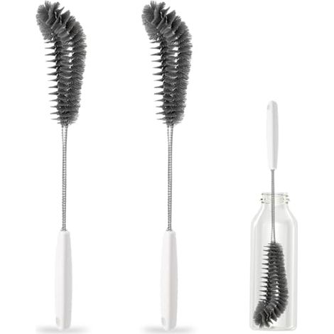 Lot de 2 brosses de nettoyage flexibles de 40 cm pour cuisine et salle à manger – Parfait pour les biberons, les bouteilles de sport, les verres, les tasses, les bocaux et les verres à pied (1/4)