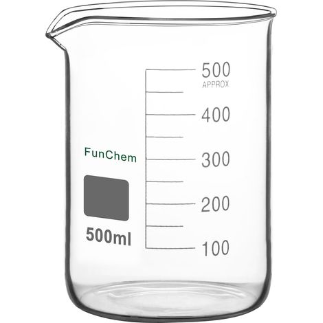 Bécher en Verre, 1 Paquet de bécher Griffin gradué en Verre Borosilicate de Forme Basse avec Bec verseur, bécher de Laboratoire 500 ML (1/5)