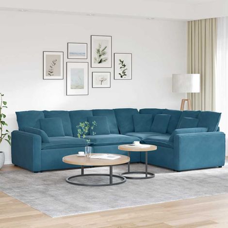 Modulares Sofa mit Kissen Samt Blau vidaXL (1/5)