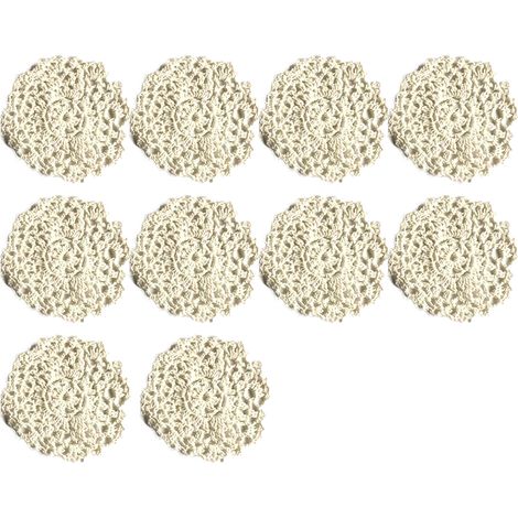 Dessous de verre en coton, lot de 10, napperons en dentelle de coton crochetée, pour la décoration des boissons et de la maison (1/5)