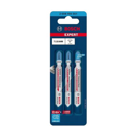 Bosch 2608900561 EXPERT Stainless Steel T118 AHM Jigsaw Blade 83mm Pack of 3 BPAT118AHM