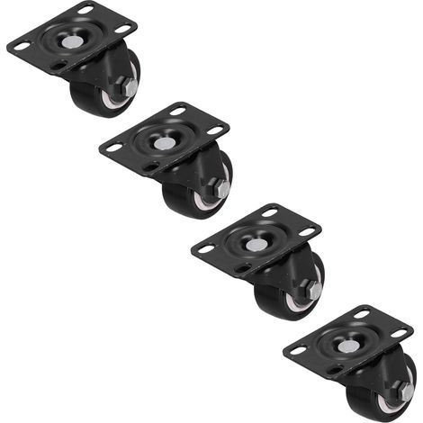 Lot de 4 roulettes pivotantes à 360° silencieuses, idéales pour meubles, tables industrielles, armoires et étagères. (1/5)