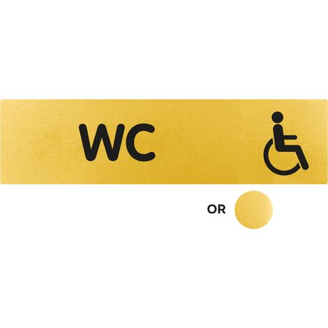 Plaque de porte WC handicapés - Classique or 170x45mm - 4491240