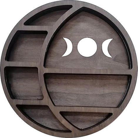 Étagère en forme de croissant de lune pour cristaux, décoration murale en bois représentant les phases de la lune pour la chambre, décoration murale en bois en forme de lune (1/5)