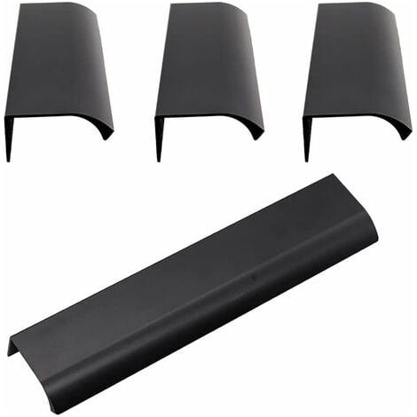 Manijas invisibles para gabinetes, manijas selladas con borde deslizante oculto para puertas, cajones y gabinetes, color negro (120 x 32 x 18 mm), 4 unidades (1/4)