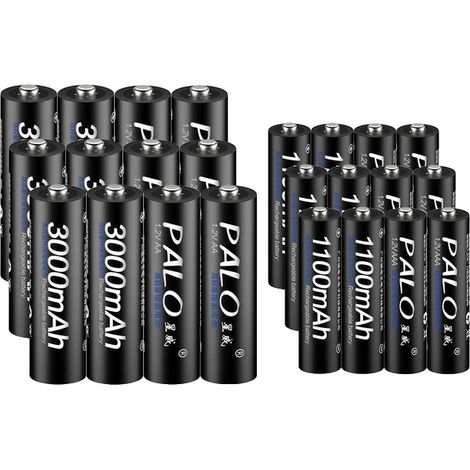 Batteries Rechargeables, NI-MH, Compatibilité Polyvalente, 12AA et 12AAA (1/2)