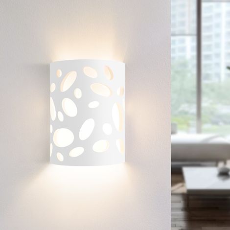 GBLY Applique murale intérieure Lampe murale couloir - Lumières Up and Down Design moderne Applique murale E14 Lampe de couloir blanche Applique murale en plâtre Lumière d'escalier - Sans ampoule