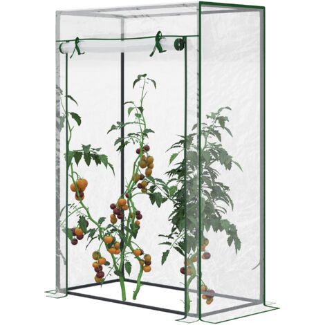 Pair Outsunny Serre de jardin, serre de balcon, bâche renforcée PVC, châssis en acier, porte zippée enroulable, pour légumes plantes fleurs en toutes saisons intérieur et extérieur, 100 x 50 x 150 cm (1/5)