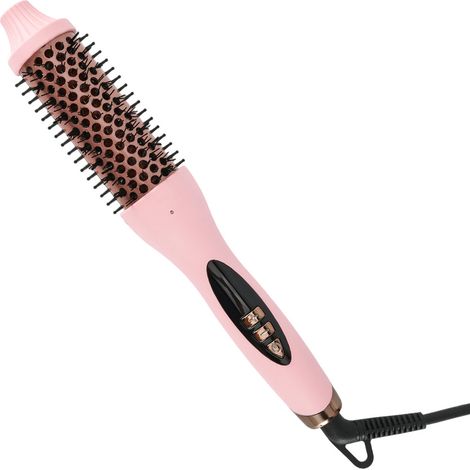 (Rose, norme européenne) Peigne lissant/fer à friser volumisant avec écran LCD infrarouge, peigne électrique, peigne lissant (1/4)