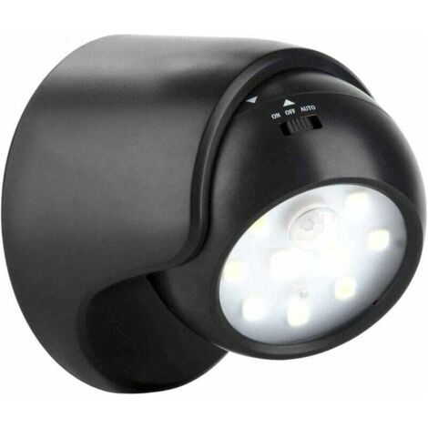 Applique murale extérieure avec détecteur de mouvement, éclairage LED de 1000 lumens, alimentée par batterie, rotation à 360 degrés, inclinable