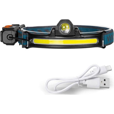 Lampe Frontale LED Rechargeable, Super Lumineuse 230 ° COB LED, Mouvement, pour Enfants et Adultes, Course à Pied, Camping, randonnée, pêche, Chasse (1/5)