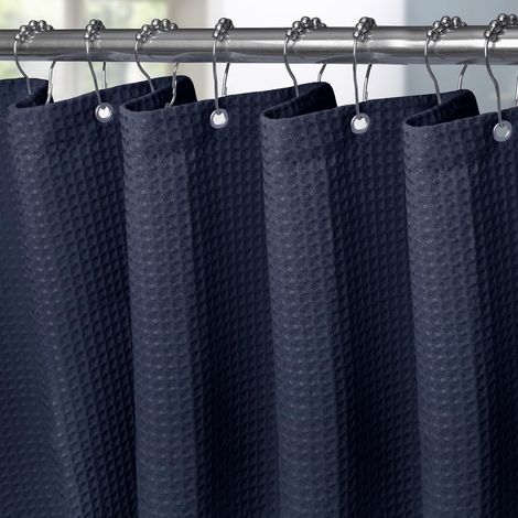 Rideau Douche Bleu Foncé 180x180cm, Tissu anti-moisissure ourlet lesté (1/3)
