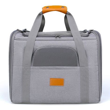 Sac Transport Chat Chien, Caisse de Transport Chat Respirant et Pliable Cage Transport Chat avec Matelas en Peluche Amovible + Bol (46 x32 x36 cm) (1/5)
