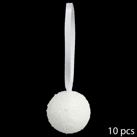 Boule de Noël pailletée Manteau Givré - Blanc (1/2)