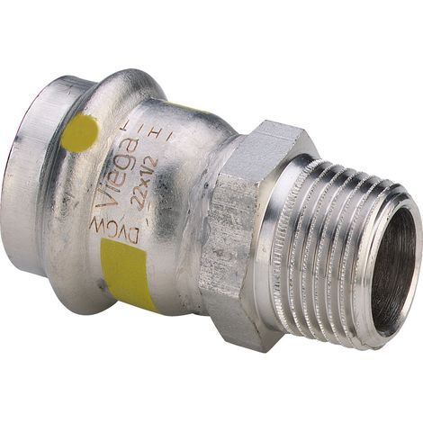 Viega Sanpress Inox G pièce de transition 486266 15 mm x R 2000 /2, acier inoxydable, polygonal, SC-Contur