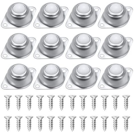 Roulettes à Billes pour Meubles,Lot de 12 Transfert à Billes,Rouleaux à Billes en Nylon et en Acier Inoxydable,Avec 24 vis,pour Chariot à Bagages Coulissant, Meubles, Fauteuil Roulant Livré (1/3)