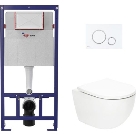 Swiss Aqua Technologies Pack WC Telaio ECO 2L SAT + WC sospeso SAT + placca bianca (STESTFUWT04-IN)