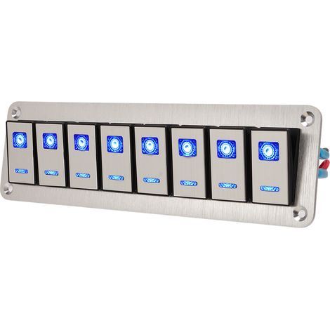 Panneau Interrupteurs 8 Gang 12-24V 5 Broches Lumière Bleue Commande Marche Arrêt (1/5)