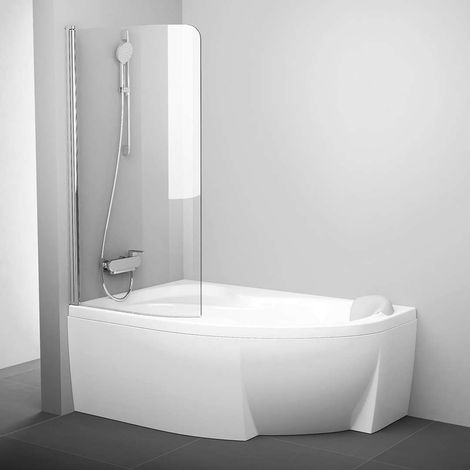Ravak Chrome - Mampara de baño de una pieza CVSK1 Rosa, izquierda, 85x150 cm, aluminio brillante/vidrio transparente 7QLM0C00Y1