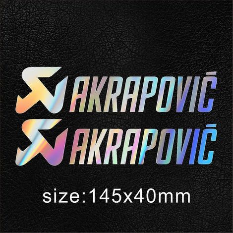 1 paire d'autocollants vinyle Akrapovic pour pot d'échappement, silencieux, embout, réservoir, casque, logo. Couleur : arc-en-ciel laser - A (1/4)