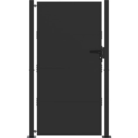 Vidaxl – Porte de jardin en acier noir 110 x 180 cm – Résistante aux intempéries – Finition anti-rouille – Design découpé au laser moderne