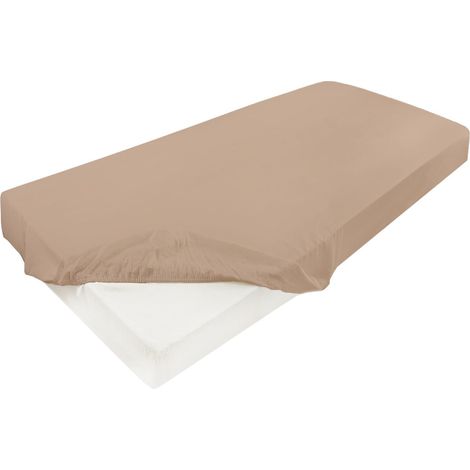 Lenzuolo con angoli in raso con elastico dorato 90/100x190/200x25 Beige (1/5)