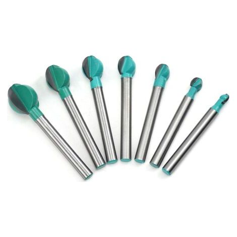 Fresadora de base redonda de madera, 7 piezas, diámetro del eje 6 mm, diámetro de la fresa 6/8/10/12/14/16/19 mm, fresa de ranura para fresadora de superficie, fresa para fresadora de superficie. (1/5)