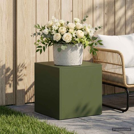 vidaXL Soporte de plantas Verde oliva 40 x 40 x 40 cm Acero oxidado (1/5)