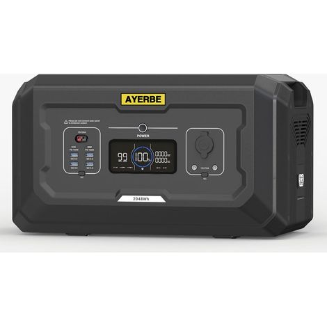 Batería Externa Ayerbe 2048 Wh LiFePO4 Compatible con Estaciones AY-2048 y AY-3072, Carga Solar MPPT 2100 W, USB-C 100 W, Salida CC y Inalámbrica 15 W
