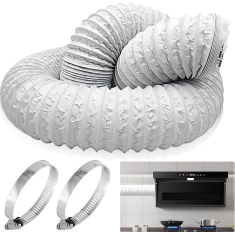 Tuyau d'évacuation d'air - Diamètre : 100 mm - Longueur : 6 m - Flexible - En PVC - Pour climatisation mobile, sèche-linge, hotte aspirante (1/5)