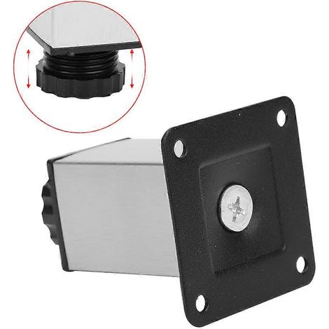 Quatre pieds de table carrés réglables en acier inoxydable, mesurant 38x80 mm, avec une hauteur maximale de 95 mm. (1/5)