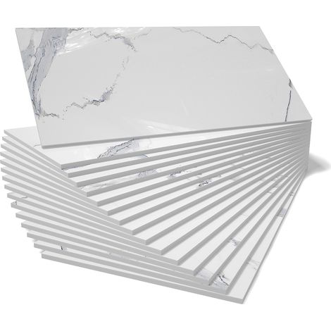 Carreaux de sol autocollants, blancs, 60 x 30 cm, lot de 24 (1/5)