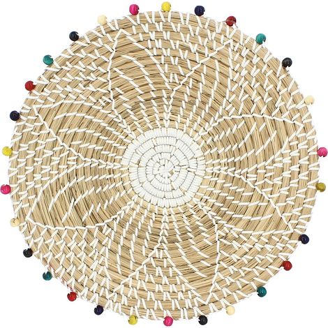 Panier rond en jonc de mer et perles de bois (1/5)