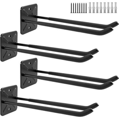Ganci da garage, da parete, organizer per capannoni, ganci portaoggetti per cortili e attrezzi, lunghi 32 cm, capacità di carico: 80 kg per gancio (set da 4) (1/4)
