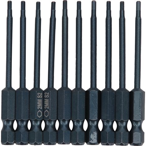Lot de 10 Embouts de Tournevis Hexagonaux S2 Acier Allié 6.3mm D 65mm L Outil à Main Quincaillerie (1/5)