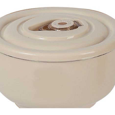 Bol en acier inoxydable 304, bol anti-chute pour la maison et les enfants, bol isotherme à double paroi épaisse avec couvercle, couleur beige (1/5)