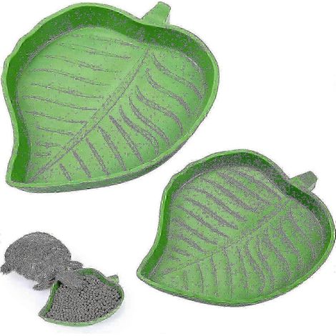 Lot de 2 gamelles en forme de feuille pour reptiles (tortues, serpents des blés, etc.), 2 tailles disponibles. (1/5)