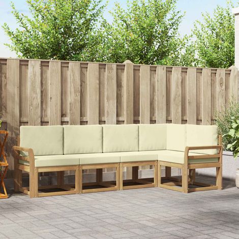 vidaXL Outdoor-Sofagarnitur mit Kissen 5 pcs Weiß und Creme (1/5)