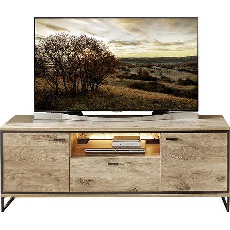 TV Lowboard 160cm, Eiche mit schwarz, RINGSTED-55 (1/5)