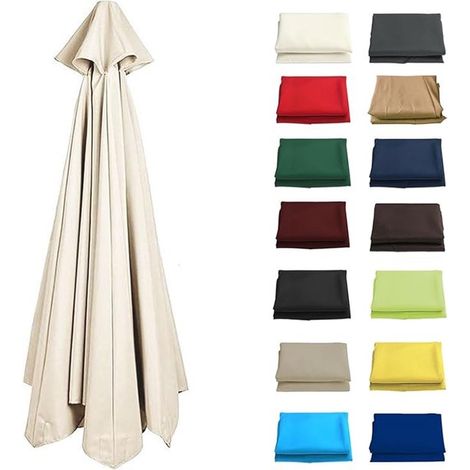 Toile de protection contre la pluie et le soleil, 3 m, 8 baleines, toile de rechange pour parasol de terrasse (1/5)