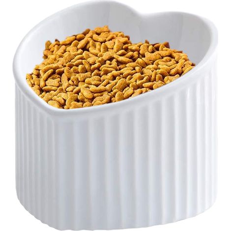Ceramic Raised Cat Bowls, Tilted Elevated Food or Water Bowls, Stress Free, Backflow Prevention,white (1/5)