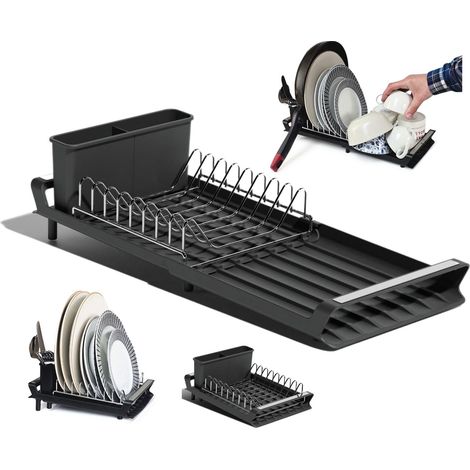 Mini scolapiatti su lavello 30x20 cm Piccolo scolapiatti da cucina Accessori Campeggio Auto Caravan Scolapiatti Portaposate Asciugatrice per lavello con base inclinata