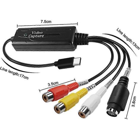 Carte d'acquisition vidéo RCA AV vers USB-C à 2 canaux, adaptateur vidéo composite/S-terminal AV NTSC/PAL à 1 canal (1/3)